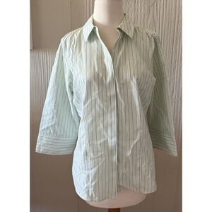 Chico’s Women's Metallic Striped Button Up Blouse Size 1 (Medium)